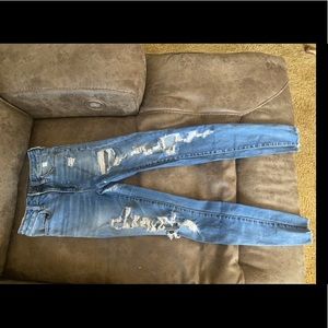 denim blue ripped blue jeans